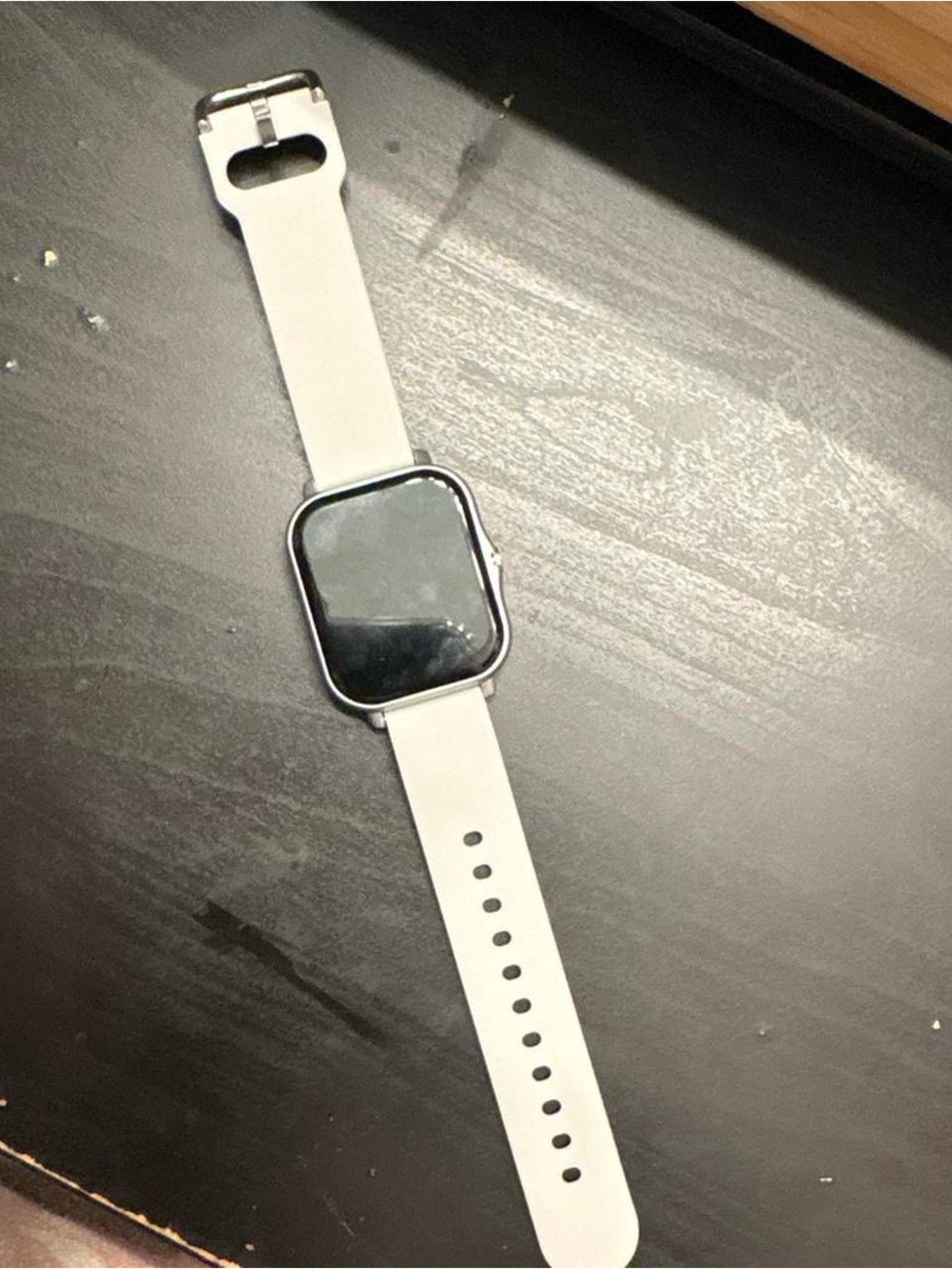 White Silicone-Band Smartwatch with Square Touchscreen